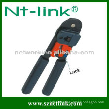 Network cable crimp tool with additional lock